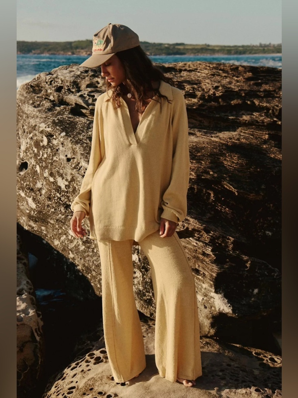 Free People Drea Sweater & Pants Set in Light Yellow